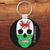 HANDSKULL Wales, Happy skull, Wales flag Sleutelhanger (Voorkant)