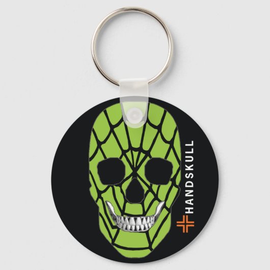 HANDSKULL Web Green, Happy skull, Web Green flag Sleutelhanger (Voorkant)