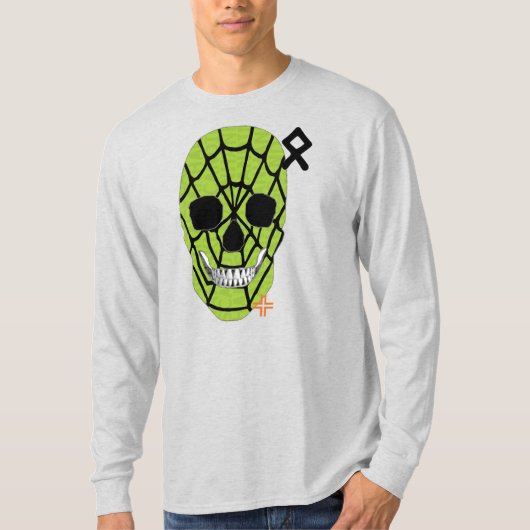 HANDSKULL Web Green Long-hoes T-Shirt B2 (Voorkant)