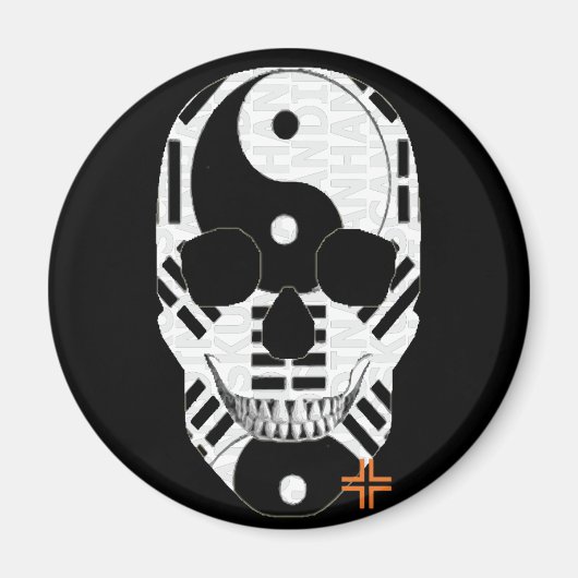 HANDSKULL Yin Yang ronde magneet B2 (Voorkant)