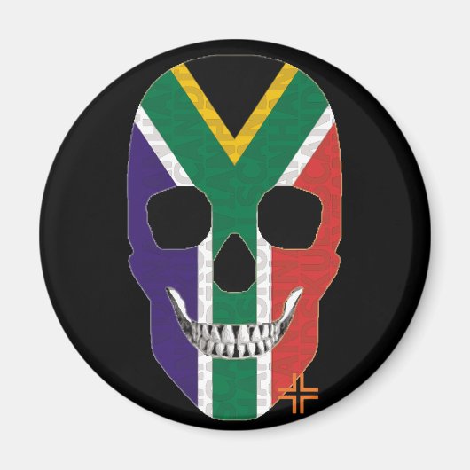 HANDSKULL Zuid-Afrika ronde magneet B2 (Voorkant)