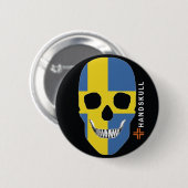 HANDSKULL Zweden, Happy skull, Zweedse vlag Ronde Button 5,7 Cm (Voorkant /achterkant)