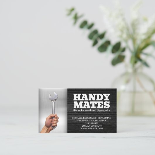 handsleutel | Metaal en baksteen Visitekaartje (Staand voorkant)