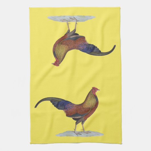 Handsome Alert Rooster Theedoek (Verticaal)