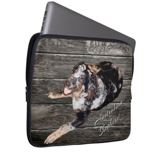 Handsome Australian Shepherd Dog Electronics Bag Laptop Sleeve (Voorkant Rechts)