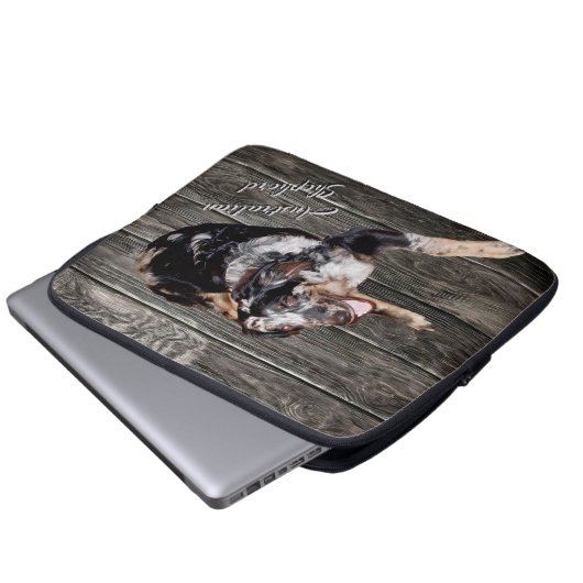 Handsome Australian Shepherd Dog Electronics Bag Laptop Sleeve (Voorkant onderkant)