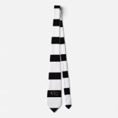 Handsome Black and White Stripes Monogram Stropdas (Voorkant)