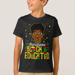 Handsome Black Educated Black History Kinder Boys  T-shirt