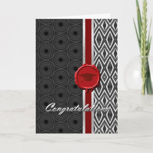 Handsome Black, White, & Red Guy's Graduation Card Kaart (Voorkant)
