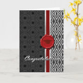 Handsome Black, White, & Red Guy's Graduation Card Kaart (Gele Bloem)