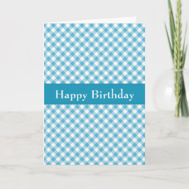 Handsome Blue Gingham Birthday Kaart