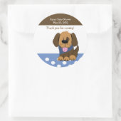 Handsome Brown Puppy Baby shower Favor Sticker (Tas)