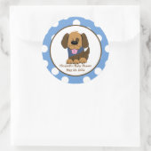 Handsome Brown Puppy Baby shower Favor Sticker (Tas)