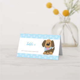 Handsome Brown Puppy Dog Buffet Tent Tabel Plaatskaartje