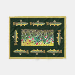 Handsome Brown Trout Fly Fishing Fleece Deken