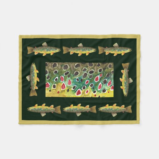 Handsome Brown Trout Fly Fishing Fleece Deken (Voorkant (Horizontaal))