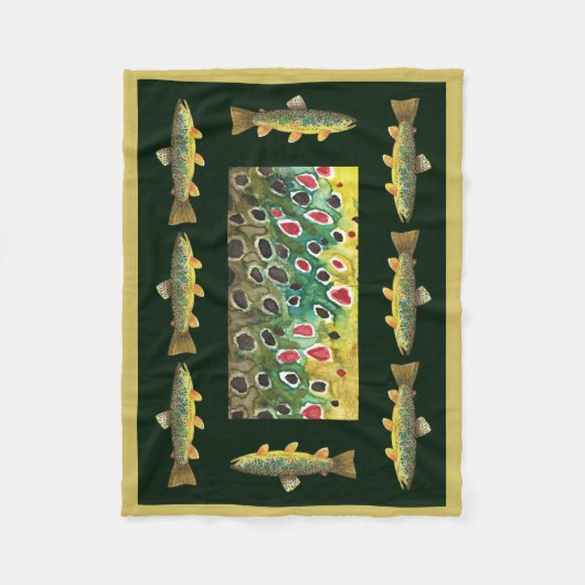 Handsome Brown Trout Fly Fishing Fleece Deken (Voorkant)