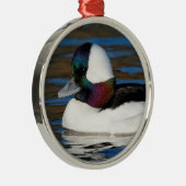 Handsome Bufflehead Duck bij Winter Pond Metalen Ornament (Rechts)