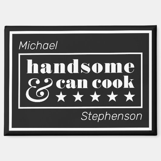 Handsome & Can Cook Typografie Vaderdag Magneet (Voorkant)