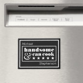 Handsome & Can Cook Typografie Vaderdag Magneet (Insitu (Vaatwasser))
