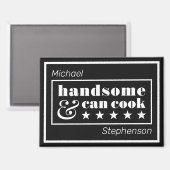 Handsome & Can Cook Typografie Vaderdag Magneet (Voorkant / Achterkant)