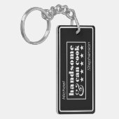 Handsome & Can Cook Zwarte typografie Vaderdag Sleutelhanger (Voorkant Links)