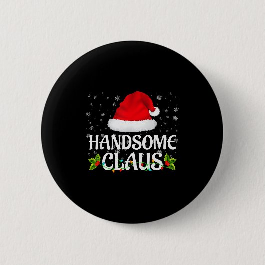 Handsome Claus Christmas Lights Santa Pajama Famil Ronde Button 5,7 Cm (Voorkant)