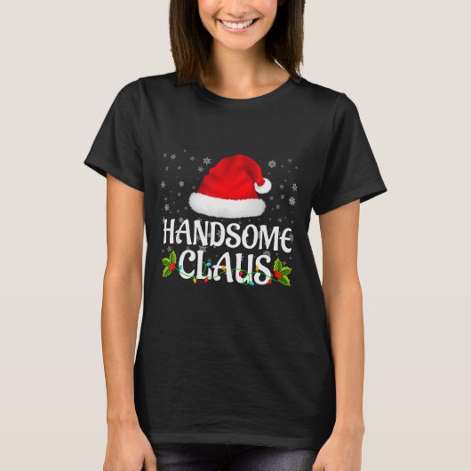 Handsome Claus Christmas Lights Santa Pajama Famil T-shirt (Voorkant)