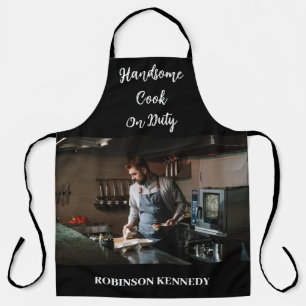 Handsome Cook on Duty Custom Foto Name Mannen Chef Schort