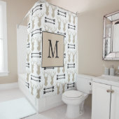 Handsome Deer Buck Monogram Initiaal Douchegordijn (In situ)