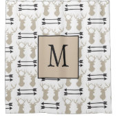 Handsome Deer Buck Monogram Initiaal Douchegordijn (Voorkant)