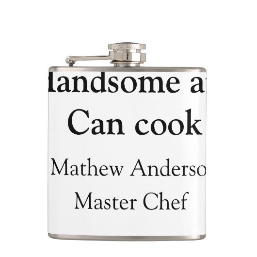 Handsome en kan koken voeg naam masterchef datum t heupfles (Voorkant)