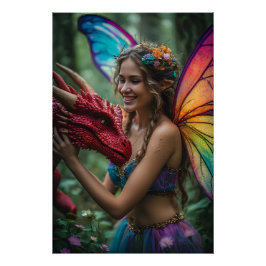Handsome Fairy Red Dragon Perfect Poster