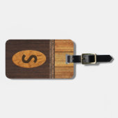 Handsome Faux Wood Monogrammed Bagagelabel (Voorkant horizontaal)