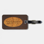 Handsome Faux Wood Monogrammed Bagagelabel (Achterkant horizontaal)
