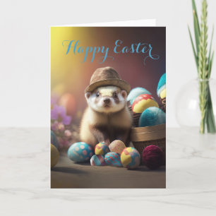 Handsome Ferret in een Pet met Fancy Easter Feestdagen Kaart