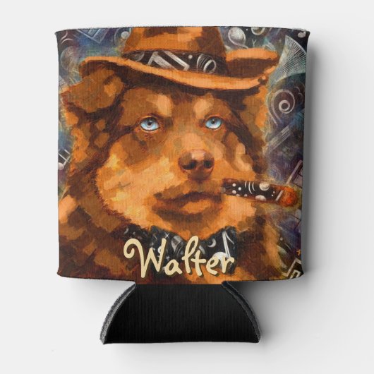 Handsome Gangster Dog w / Blue Eyes Gepersonalisee Blikjeskoeler (Voorkant)