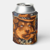 Handsome Gangster Dog w / Blue Eyes Gepersonalisee Blikjeskoeler (Blikje Achterkant)