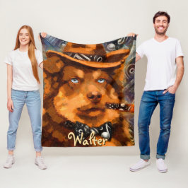 Handsome Gangster Dog w / Blue Eyes Gepersonalisee Fleece Deken