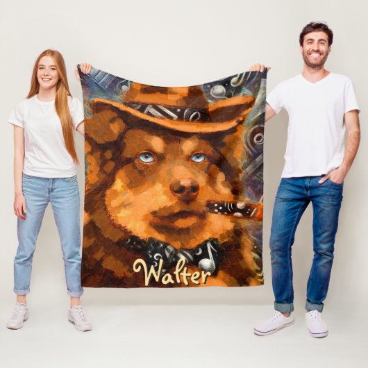 Handsome Gangster Dog w / Blue Eyes Gepersonalisee Fleece Deken (In situ)