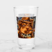 Handsome Gangster Dog w / Blue Eyes Gepersonalisee Glas (Voorkant)