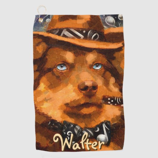 Handsome Gangster Dog w / Blue Eyes Gepersonalisee Golfhanddoek (Voorkant)