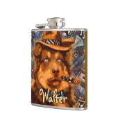 Handsome Gangster Dog w / Blue Eyes Gepersonalisee Heupfles (Links)