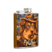 Handsome Gangster Dog w / Blue Eyes Gepersonalisee Heupfles (Rechts)