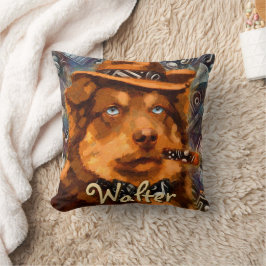 Handsome Gangster Dog w / Blue Eyes Gepersonalisee Kussen