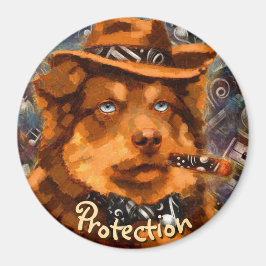 Handsome Gangster Dog w / Blue Eyes Gepersonalisee Magneet