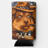 Handsome Gangster Dog w / Blue Eyes Gepersonalisee Seltzer Blikjeskoeler (Achterkant)