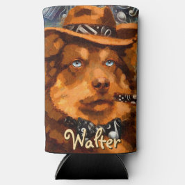 Handsome Gangster Dog w / Blue Eyes Gepersonalisee Seltzer Blikjeskoeler