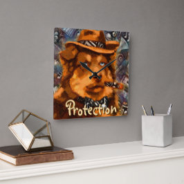 Handsome Gangster Dog w / Blue Eyes Gepersonalisee Vierkante Klok