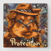 Handsome Gangster Dog w / Blue Eyes Gepersonalisee Vierkante Klok (Voorkant)